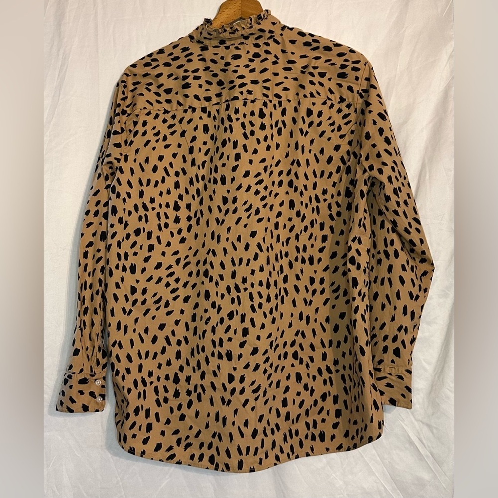 Crown & Ivy Women’s Button Down Long Sleeve Blouse Black/Brown Cheetah size L - Picture 4 of 10